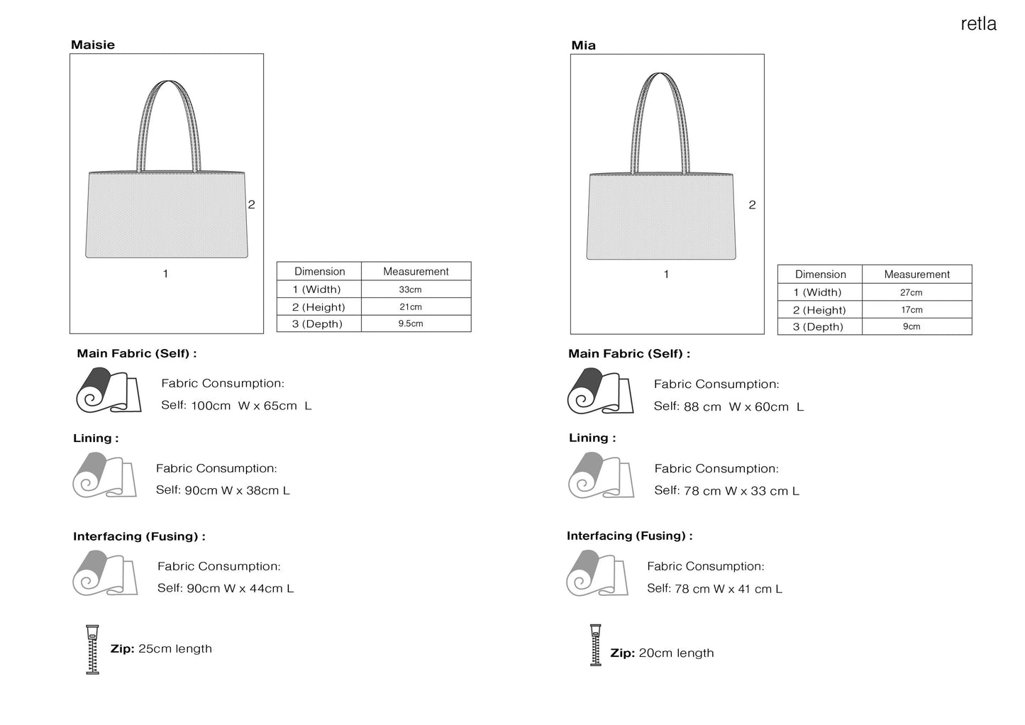 Maisie & Mia Shoulder Bag Sewing Pattern (two sizes)